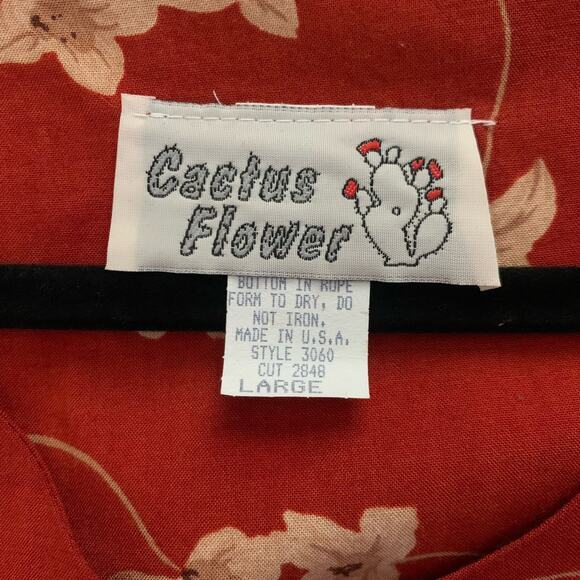 CACTUS FLOWER Dress Vintage V-Neck Ruffle Tiered Floral Western‎ Broom Style - Picture 9 of 12